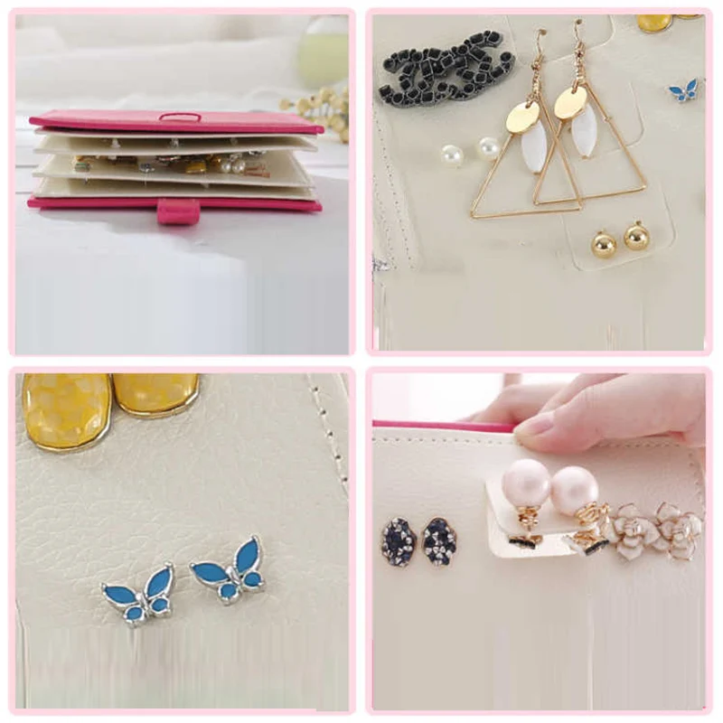 Creative Jewelry Display Box Stud Earrings Storage Stand Album Princess High-End Hanging Portable Foldable Holder Organizer | Дом и сад