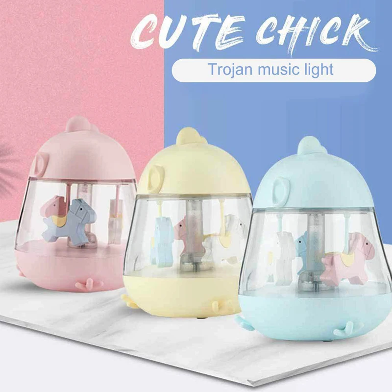 Carousel Music Night Light with USB Charging Press Sensor LED 7 Color Gradient Nursery Bedside Table Lamp Musical Kids Toys Gift | Дом и сад