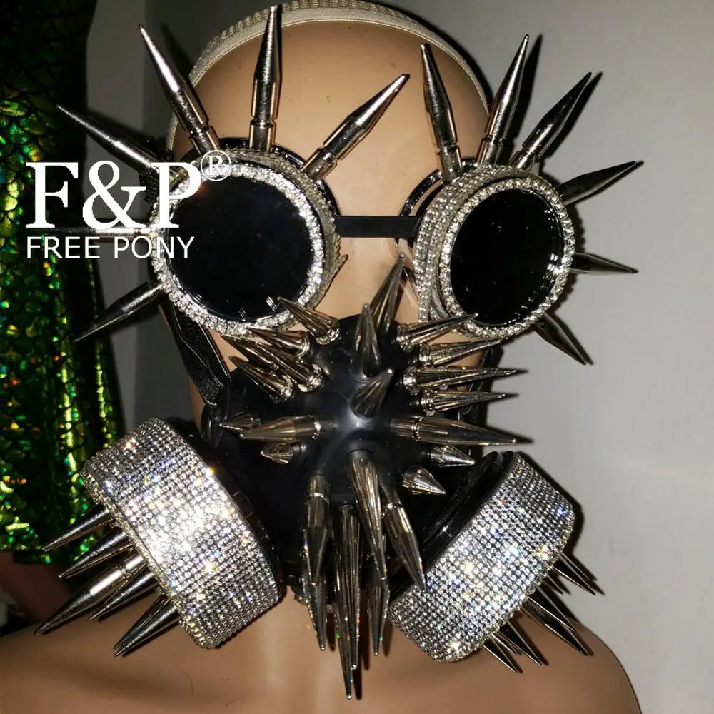 Горящий Человек фестиваль голографические стразы Спайк маска стимпанк очки Драг