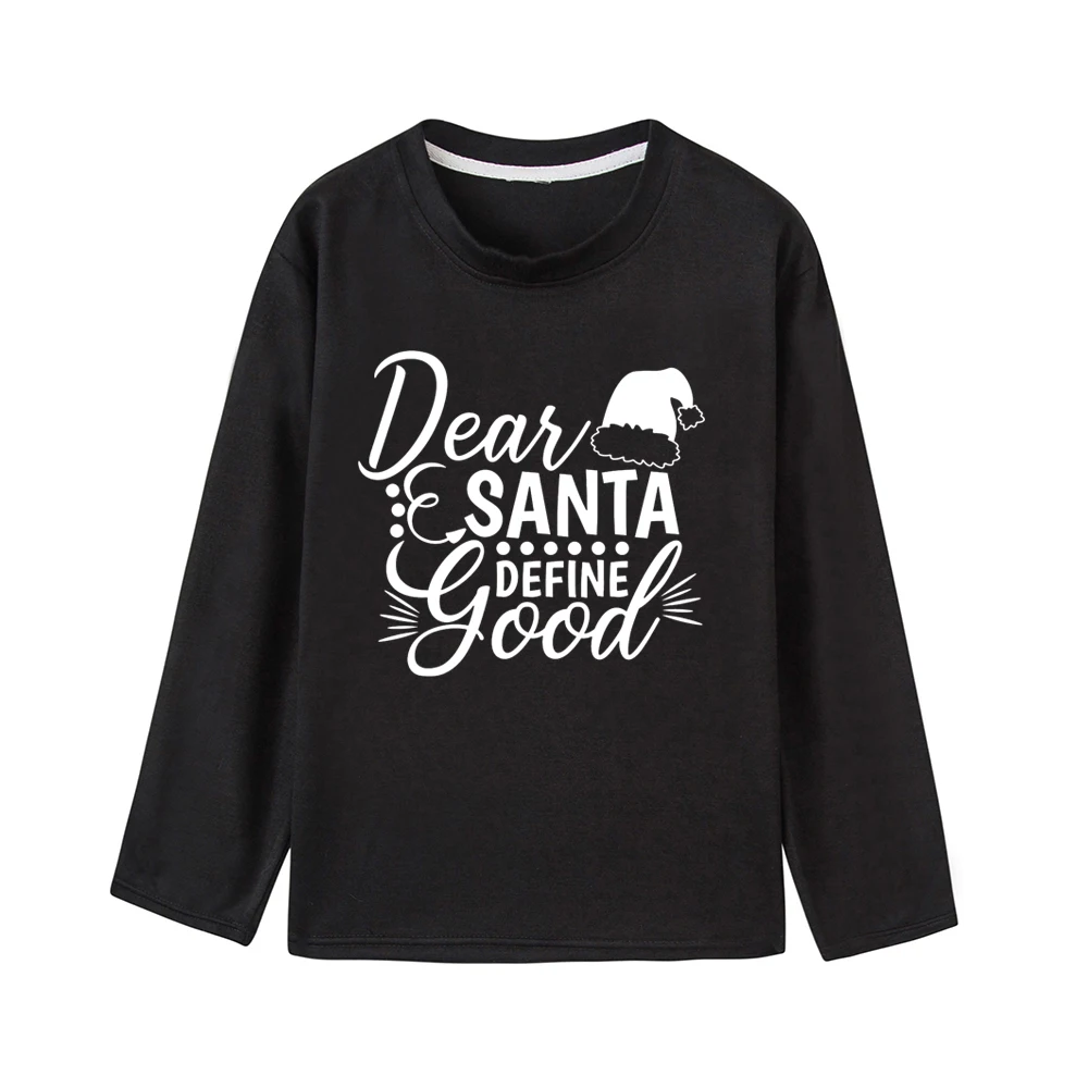 Dear Santas/детская Рождественская футболка с длинными рукавами; Милая Рождественская одежда унисекс с буквенным принтом для мальчиков и девочек; модная одежда