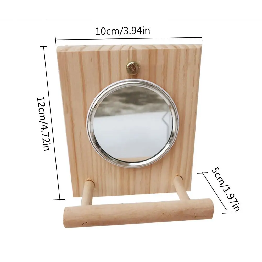 Игрушка для домашних животных подставка окуня с зеркалом деревянная попугая