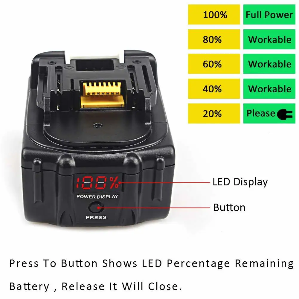 Waitley литий-ионная аккумуляторная батарея для электроинструментов Makita 18V 6000mAh 6.0Ah со светодиодный сменным аккумулятором LXT BL1860B BL1860 BL1850 6A