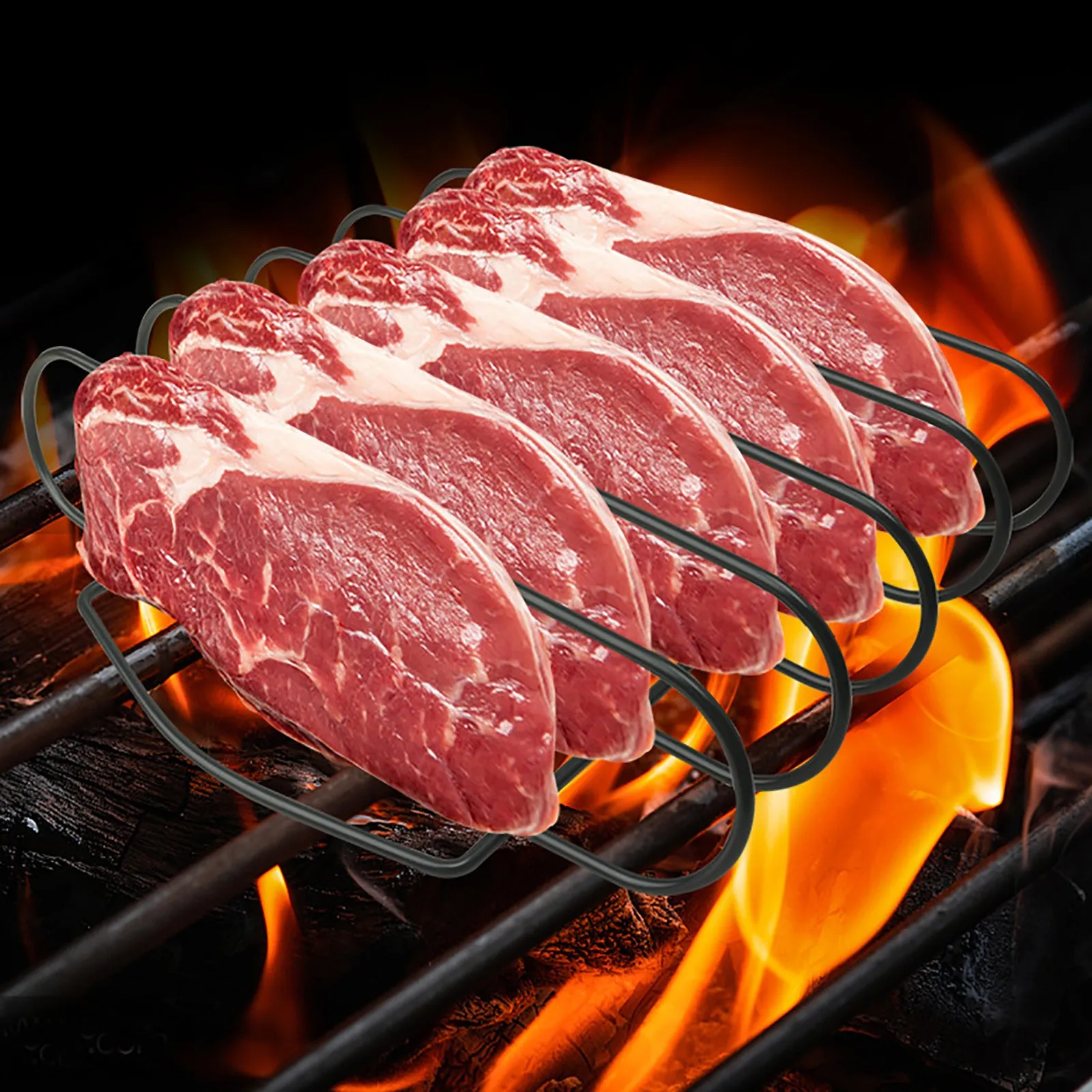 Антипригарная металлическая подставка BQ Grill держатель для стейков жарки
