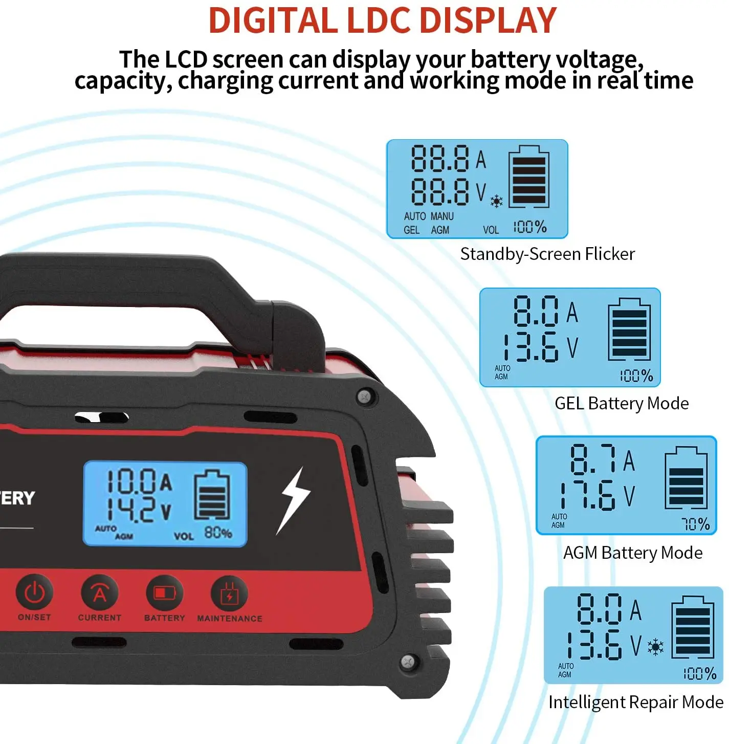 Полностью умное зарядное устройство для аккумуляторов 20 А 12 В 24 AGM GEL