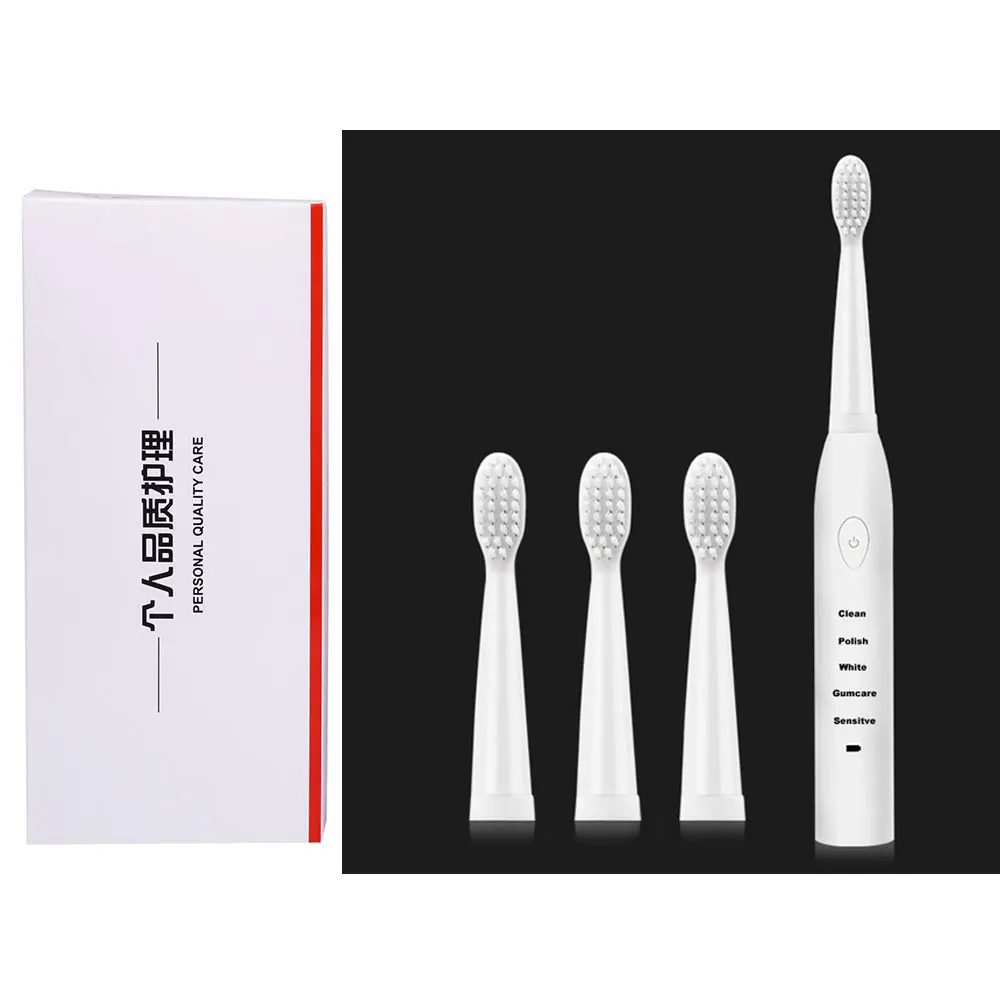 White withbox Мощная ультра звуковая электрическая зубная щетка перезаряжаемая зубная щетка моющаяся электронная отбеливающая зубная щетка USB зарядка - Цвет: White withbox
