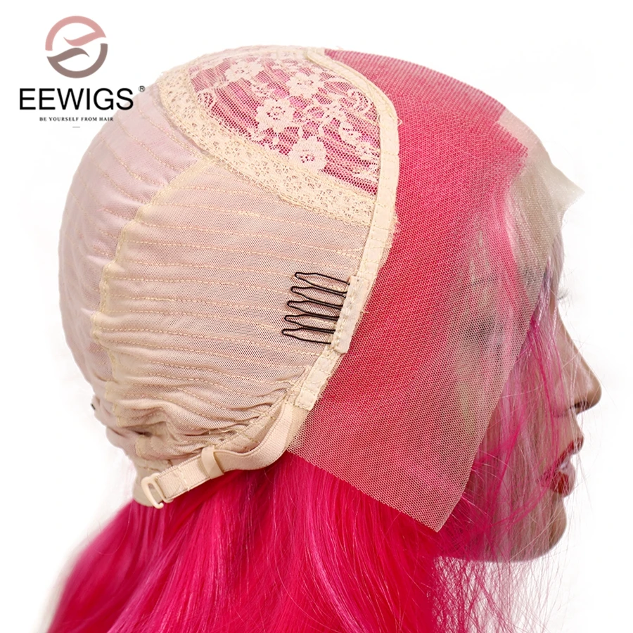 EEWIGS термостойкий бесклеевой синтетический кружевной передний парик Красный