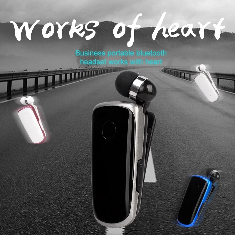 

F990 Newest Wireless business Bluetooth Headset Sport Driver Earphone Telescopic Clip on stereo earbud Vibration Luxury