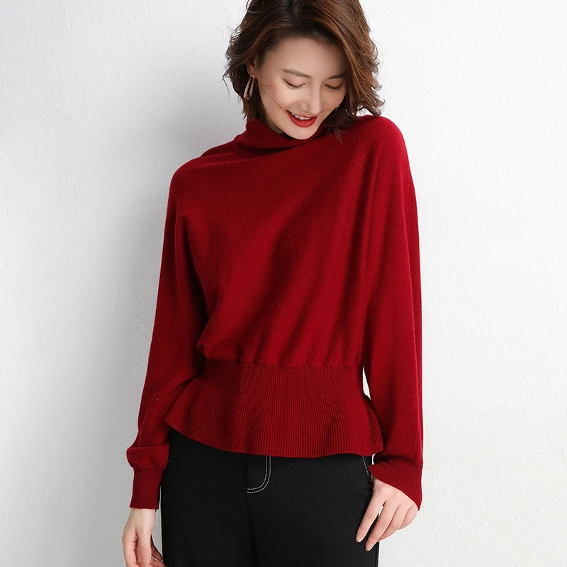 High End Pure Cashmere Knit Turtleneck Sweater Autumn Fashion Loose Jumper Women Korean Tunic Christmas Pullover Outwear | Женская