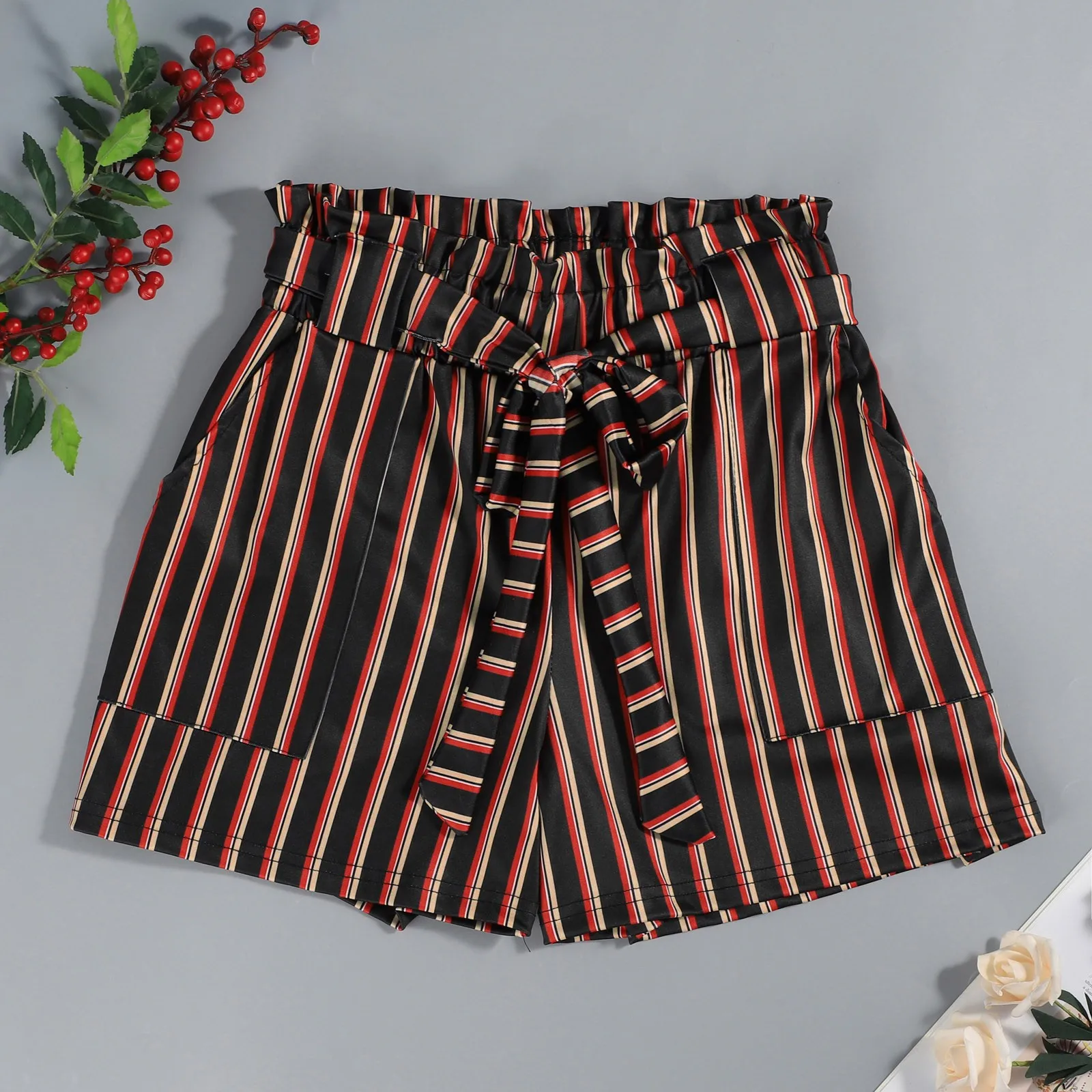 

40# Plus Size Summer Floral Print Shorts Women Sexy High Waist Casual Short Feminino Bandage Elegant Shorts Pants For Women