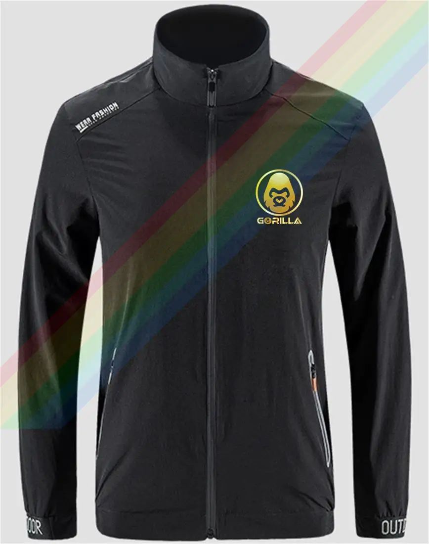 

Golden Gorilla Logo Popular Breathable Jacket Men's Outdoor Zippered Comfortable Light Soft Fashion Casual Front Printing
