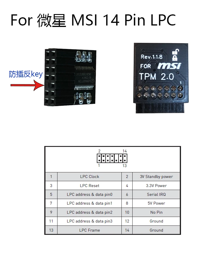 TPM 2.0 Encryption Security Module Remote Card Supports Version 2.0 12 14 18 20-1pin Pin Support Multi-brand Motherboard
