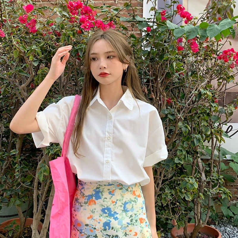 

Short sleeve shirt women's summer 2021 new thin design minority French top