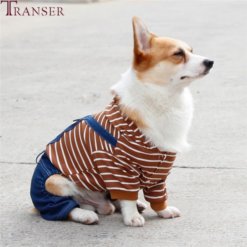 Transer модные комбинезоны в полоску для собак джинсовые одежда комбинезон животных