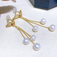 wholesale 6 7mm natural genuine pearl earrings butterfly design elegant freshwater pearl earrings for women gifts