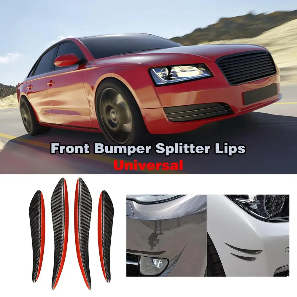 

4PCS Carbon Fiber Appearance Car Front Bumper Splitter Lips For Universal Cars Exterior Decoration Styling Mouldings