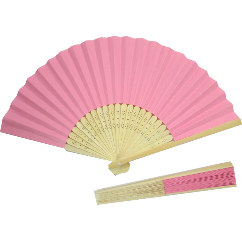 30 шт. в партии одноцветные бамбуковые ребрышки складывающиеся бумажные веера для