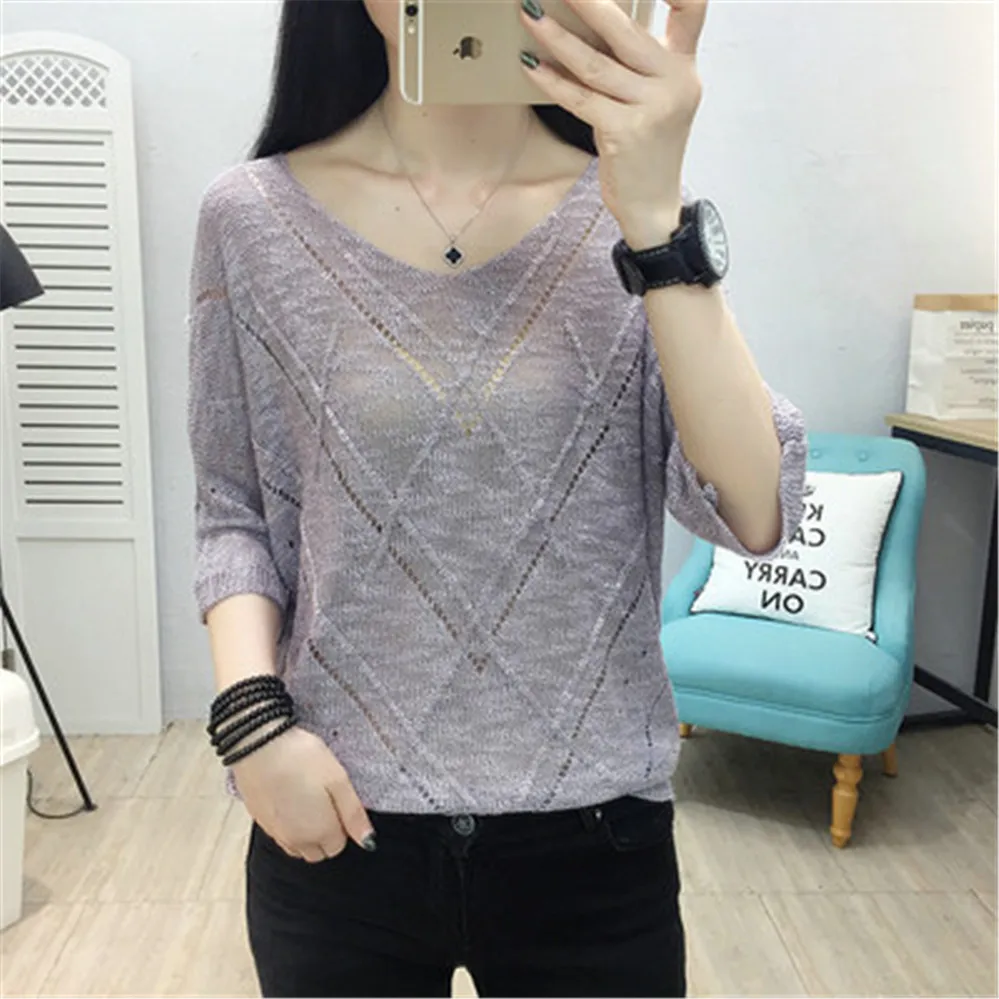 Трикотажный Свитер 2020 ажурная куртка женская тонкая стильная новая летняя