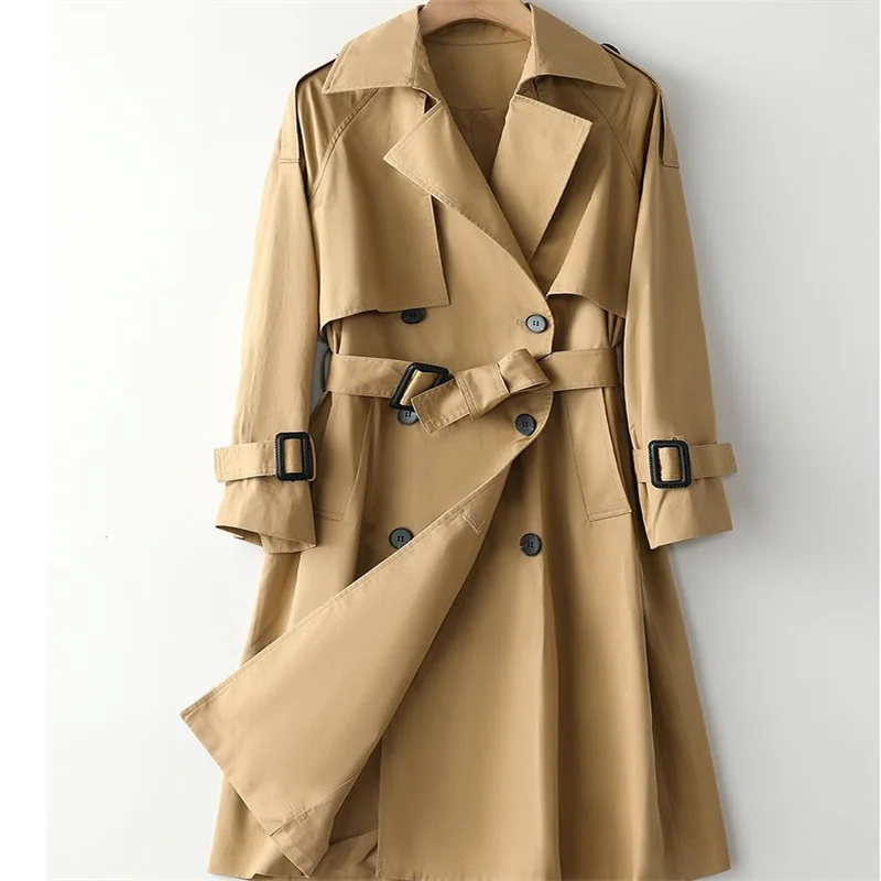 

Women's trench coat 2021 new spring and autumn mid-length clothes khaki British style тренч женский длинный manteau femme hiver