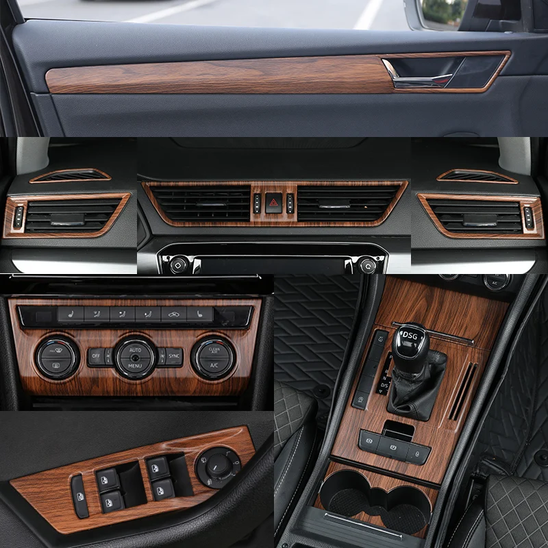 wood grain 1 Lsrtw2017 Отделка приборной панели центрального управления для автомобиля из нержавеющей стали для Skoda Superb - Название цвета: wood grain 1