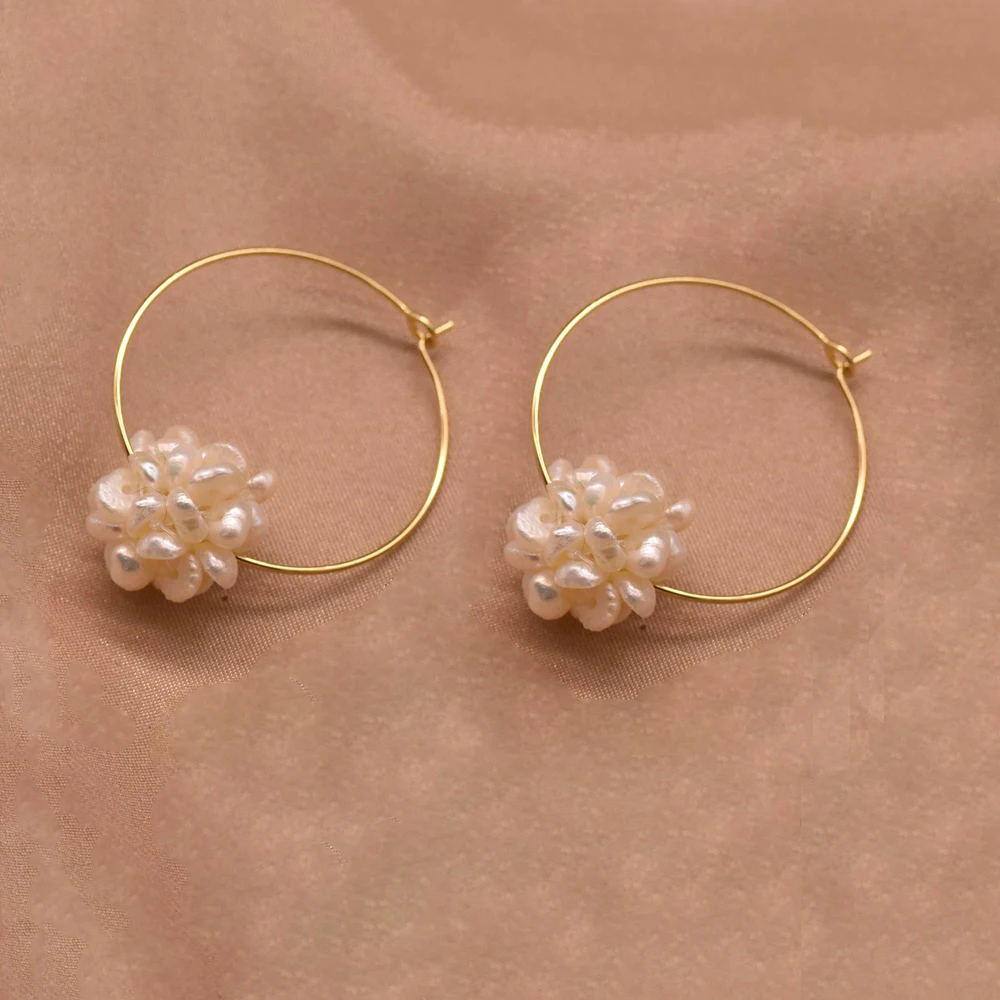 

Simple Daily Earrings Delicate Stainless Steel 18KP Freshwater Pearl Hoop Earring Dating Dancing Earrings for Women 2021 New