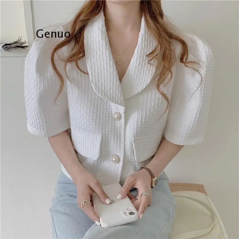 Женская винтажная короткая куртка элегантная однотонная свободная однобортная