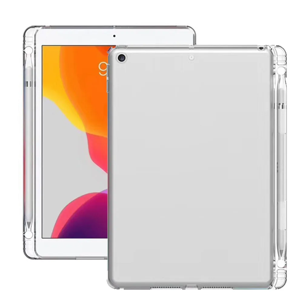Прозрачный Для iPad 7th Gen Прозрачный чехол с карандашом, ТПУ защитный чехол, противоударный чехол для планшета, чехол для планшета, подставка для планшета - Цвет: Прозрачный
