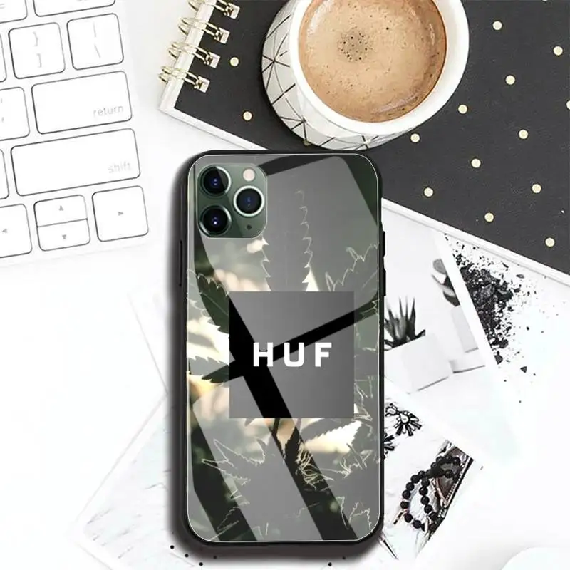 

Awesome HUF Phone Case case For Iphone 11 Pro MAX XR X 7 8Plus SE2020 DIY Shockproof Glass Soft Silicone Edge