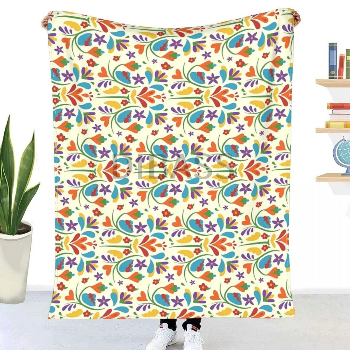 

Colorful Mexican Otomi Flowers Pattern Comforter 3D Printed Flannel Throw Blanket