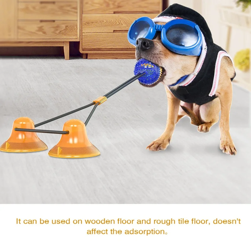 

Upgraded Pet Molar Bite Dog Toys Rubber Puppy Leaking Food Chew Ball Cleaning Teeth Safe Elasticity TPR Suction Cup Dog Toy