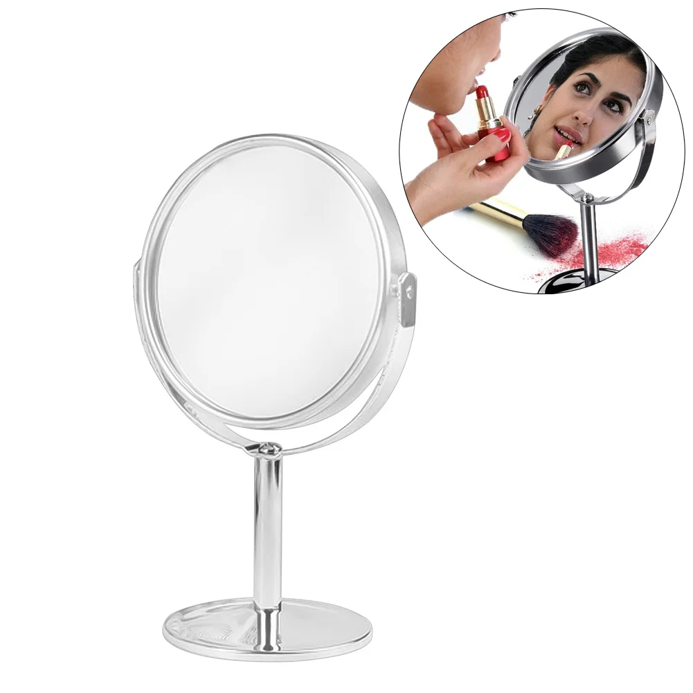 

1pc Makeup Compact Mirror Magnification Tabletop Vanity Table Standing Round Mirror Dressing Double Sided Swivel Makeup Tool