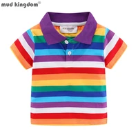 mudkingdom girls boys colorful stripe polo shirt for kids clothes rainbow kids short sleeve t shirt children summer clothing