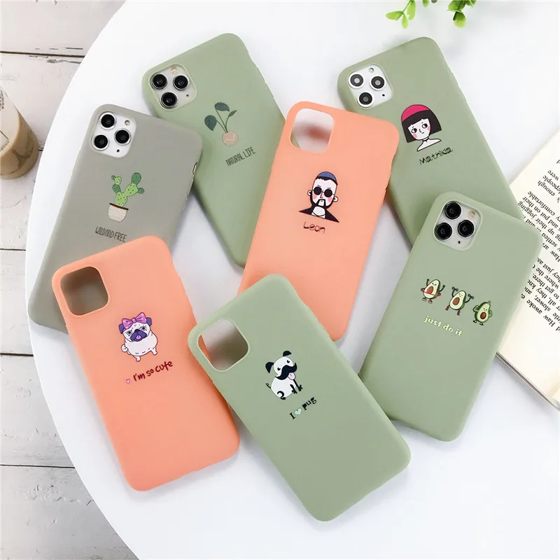 iPWSOO Cartoon Avocado Phone Case For iPhone 11 Pro Max X XS XR Xs Funny Animal Cases Cover 5 5s SE 6 6s 7 8 Plus | Мобильные
