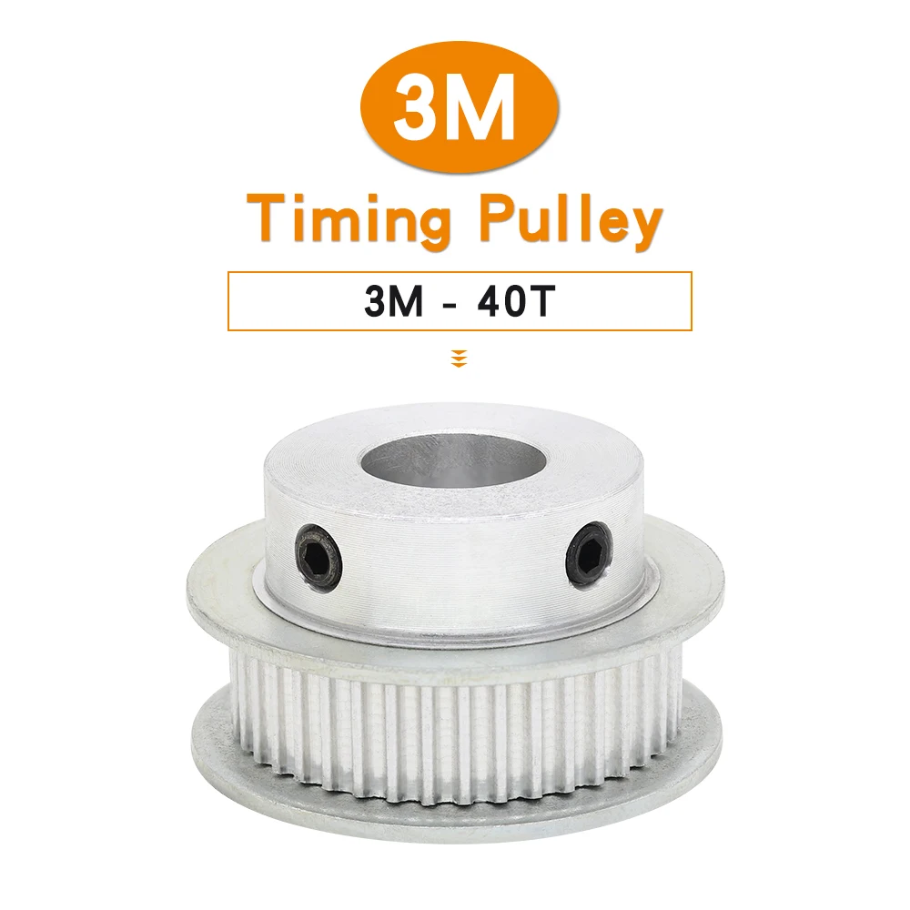 

3M-40T Pulley Wheels Bore 5/6/6.35/8/10 /12/15/16/17/20 mm Alloy Wheel Teeth Pitch 3.0mm BF Shape For Width 10 mm 3M Timing Belt