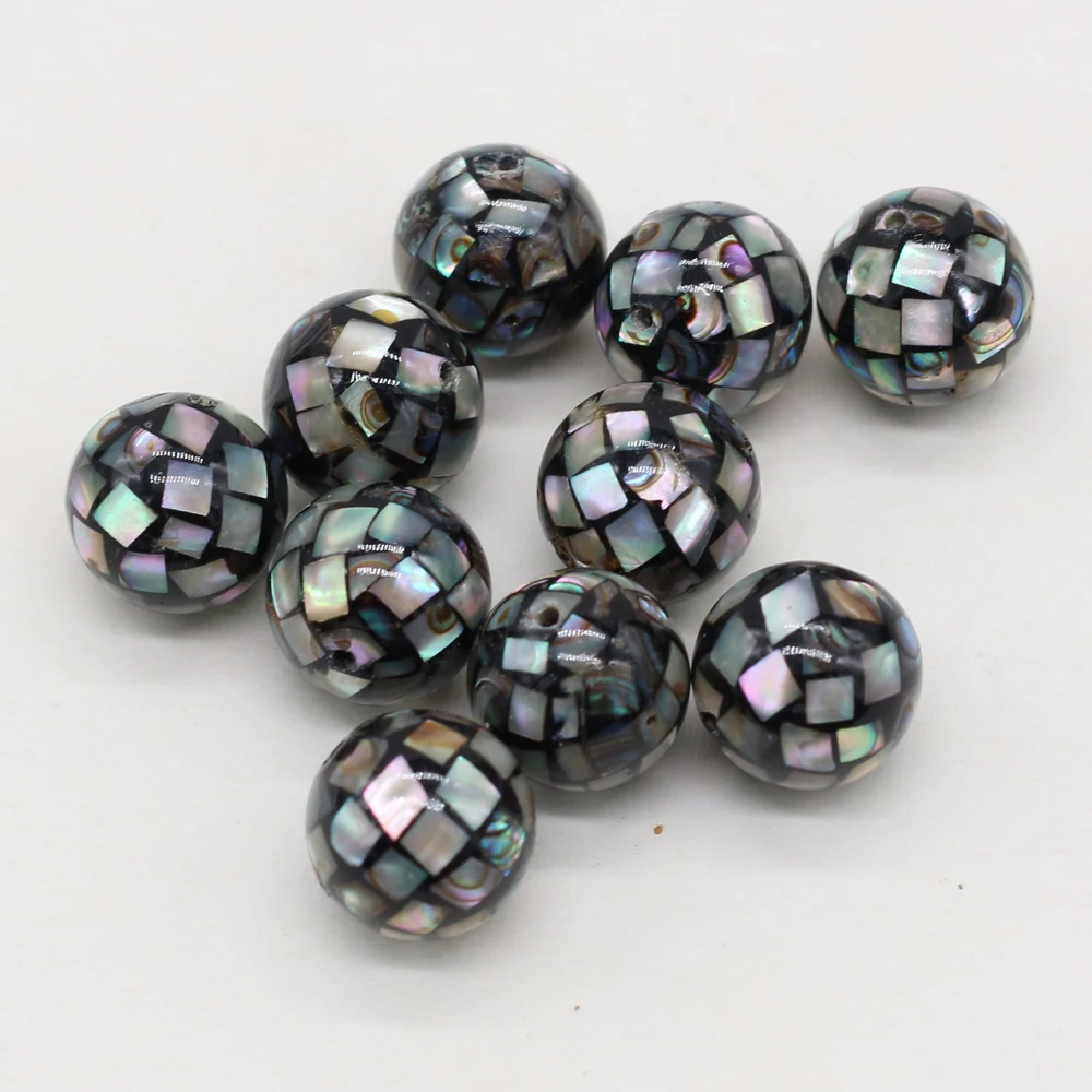 

5pcs Natural Abalone Shell Beads Fine Round Shape Shell Loose Beads for Jewelry Necklace Bracelet Accessories Making 12x12mm