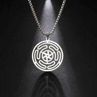 my shape hekate wheel strophalos of hecate pendant necklace for men stainless steel strophalos magic symbol amulet retro jewelry