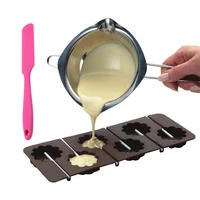 promotion 1 pcs silicone batter spatula 1 pcs 304 material stainless steel chocolate butter milk melting pot