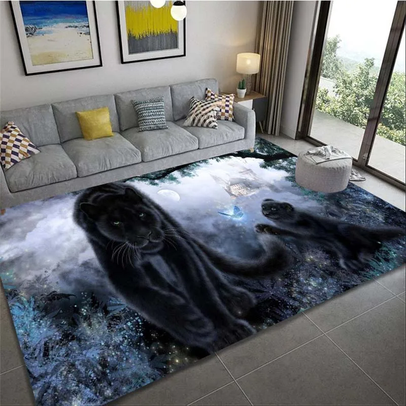 Panther Carpet Black Leopard Rug For Living Room Large Area Animal lion tiger Doormat for Bedroom Home decoration | Дом и сад