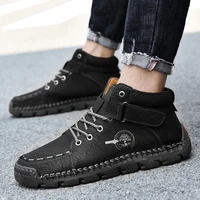 men casual shoes winter sneakers medium cut black male vintage spring leather retro handmade big size mens sneakers boots
