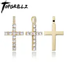 TOPGRILLZ Высококачественная подвеска в виде креста золотого цвета с микро-закрепкой CZ подвеска в стиле хип-хоп модная изящная бижутерия подарок для женщин