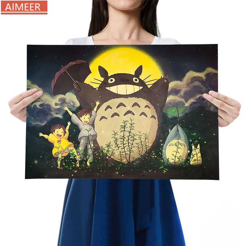 Постер Totoro style D с персонажами аниме коллекция крафт бумага Ретро плакат для кафе