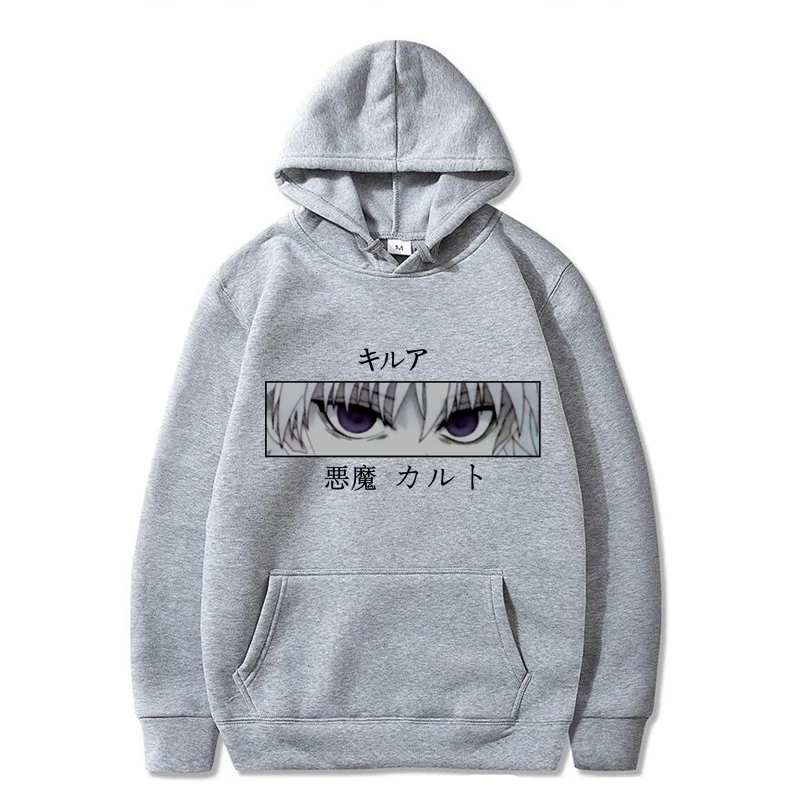 

Japanese Anime Funny Killua Eyes Killua HxH Hoodies 2020 Winter Japan Style Hunter X Hunter Sweatshirts Streetwear for Women/men