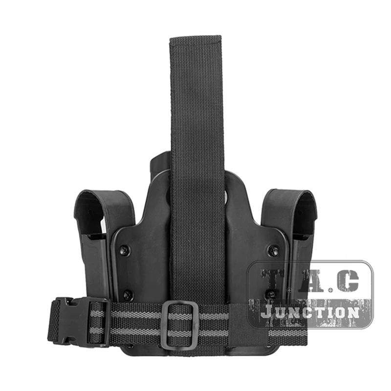 

Tactical Serpa Level 2 Auto Lock Duty Right Hand Leg Thigh Quick Pistol Holster w/ 2x Magazine Pouch For Colt 1911 M1911