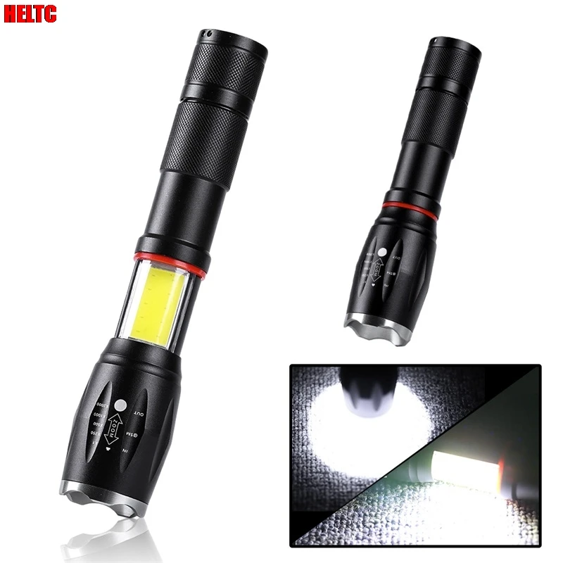

Multifunction Led flashlight 8000 Lumens CREE XML T6 L2 torch hidden COB design flashlight