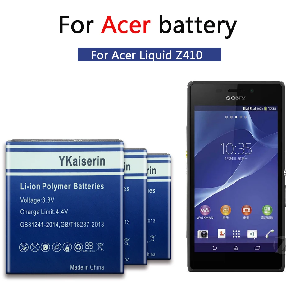 Аккумулятор для Acer Liquid Z520/Z410/ Z150/ Z130 Z520 Dual SIM (P/N BAT A12BAT 510 (1ICP4/51/65)KT.001 (1ICP5/42/61