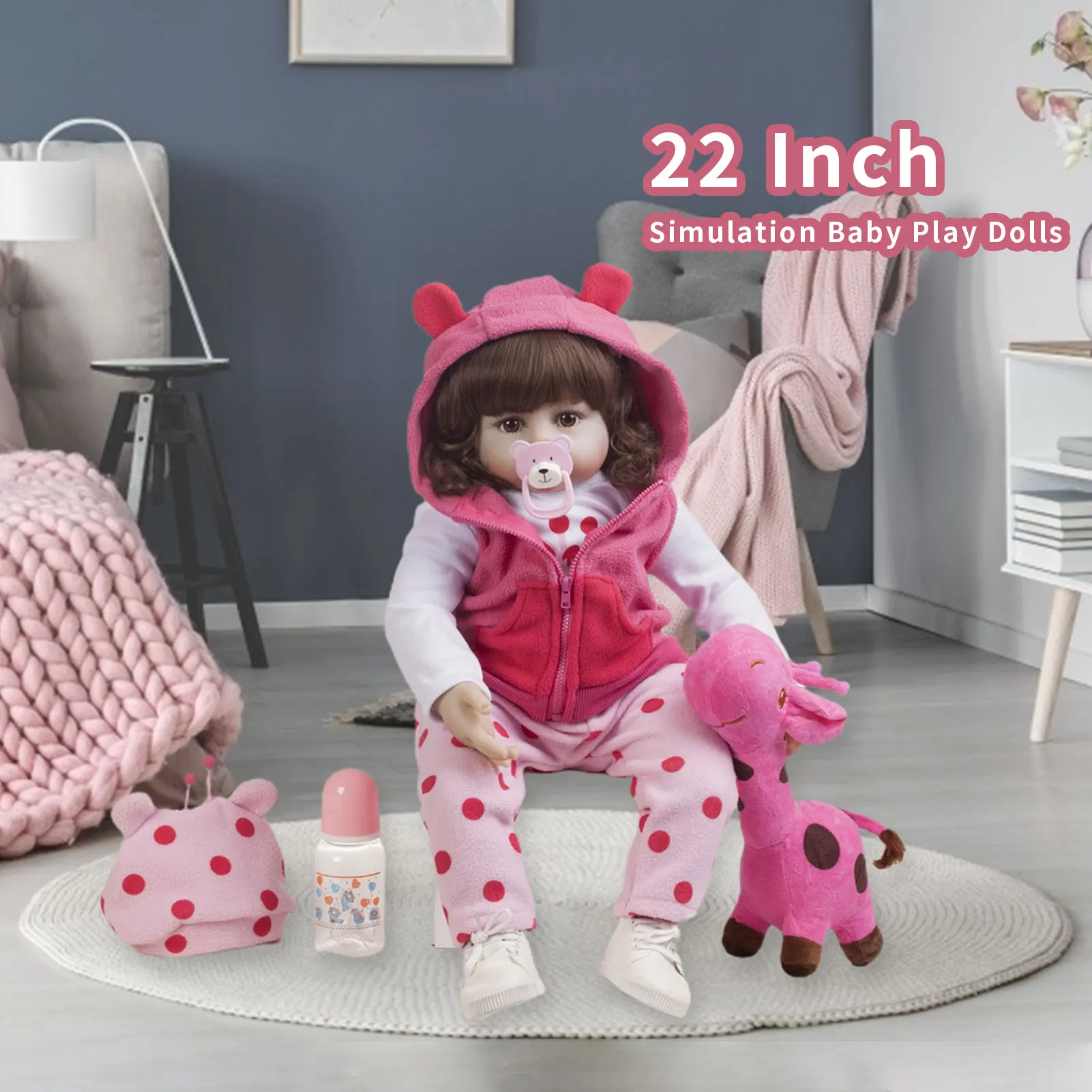 

48/55cm Baby Doll Lifelike Silicone Reborn Doll Weighted Baby Toy Lifelike Silicone Reborn Doll Toys For Children Baby Gift