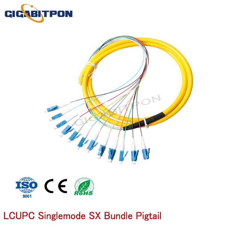 12-core pigtail fiber LC/UPC SM patch cord 12-core LC/UPC SM 1m cable fiber patch cord Simplex FTTH