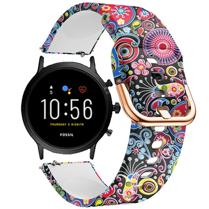 Силиконовый ремешок с принтом для Fossil Gen 5 Carlyle/Julianna умных часов быстросъемный Q
