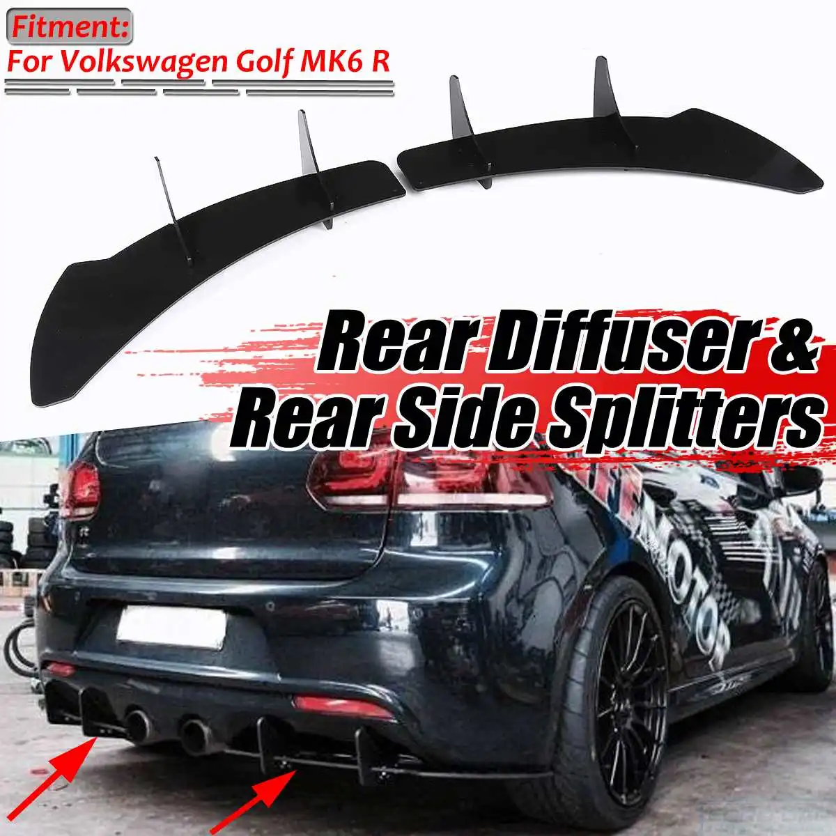 

High Quality Car Rear Bumper Diffuser Spoiler Lip Protection Guard For Volkswagen For VW For Golf MK5 R32 MK6 R MK7 R MK7.5 R
