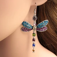 gorgeous color dragonfly silver plated crystal hook earrings womens anniversary gift bride engagement wedding jewelry
