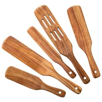 5pcs wooden spatula set wood spoons for cooking spurtles wood kitchen natural teak utensils tools